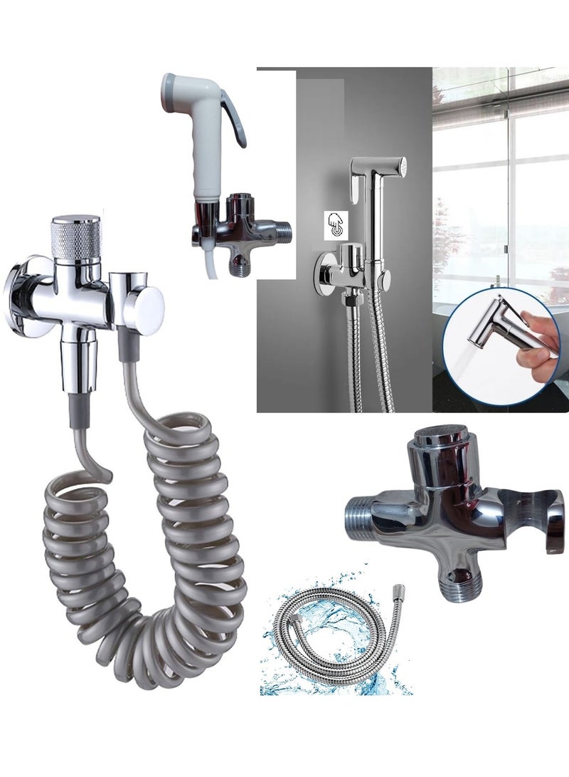 Shattaf Bathroom Consisting Of A Shattaf Handle + A 1 Meter Vibrating Hose + A 1.5 Meter Bidet Hose + A Corner Stopcock With A Button And A Hanger, Code 102 Shams - Image 3