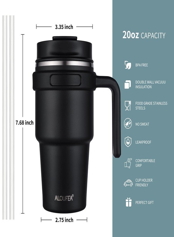 ALOUFEA 20 oz Insulated Coffee Mug Tumbler with Handle, Stainless Steel Travel Mug Tumbler with Lid and Straw,Double Wall Vacuum Leak Proof Ice Coffee Thermal Cup,Sage - Image 2