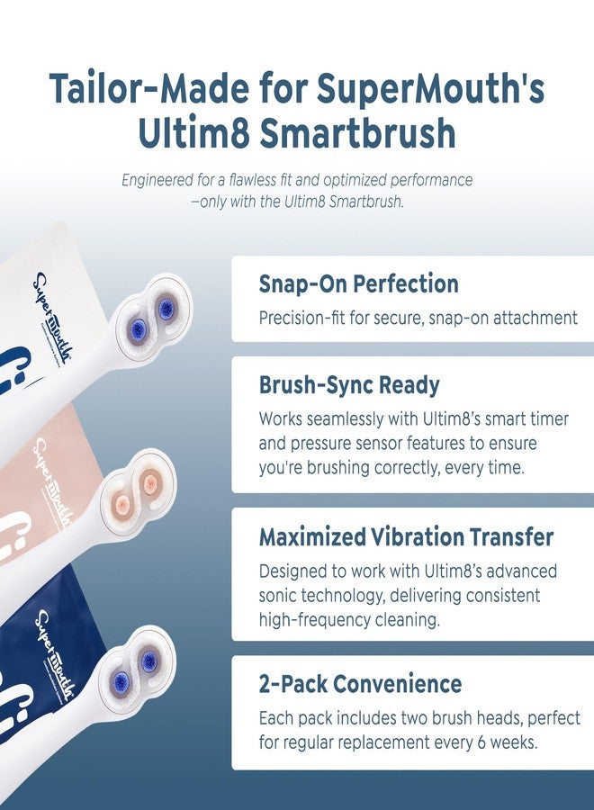 SuperMouth® SuperBristles® Pro Replacement Brush Heads for Ultim8 SmartBrush – Ultra-Soft Bristles Remove 40X More Plaque, 3X Denser, Advanced Sonic Cleaning, Dual Modes, 3 Color Options - Image 3