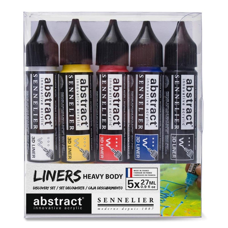 SENNELIER Abstract Acrylic Discovery Liner Set, Includes 5-27ml 3D Liners, Primary Colors (10-121350-00) - Image 1