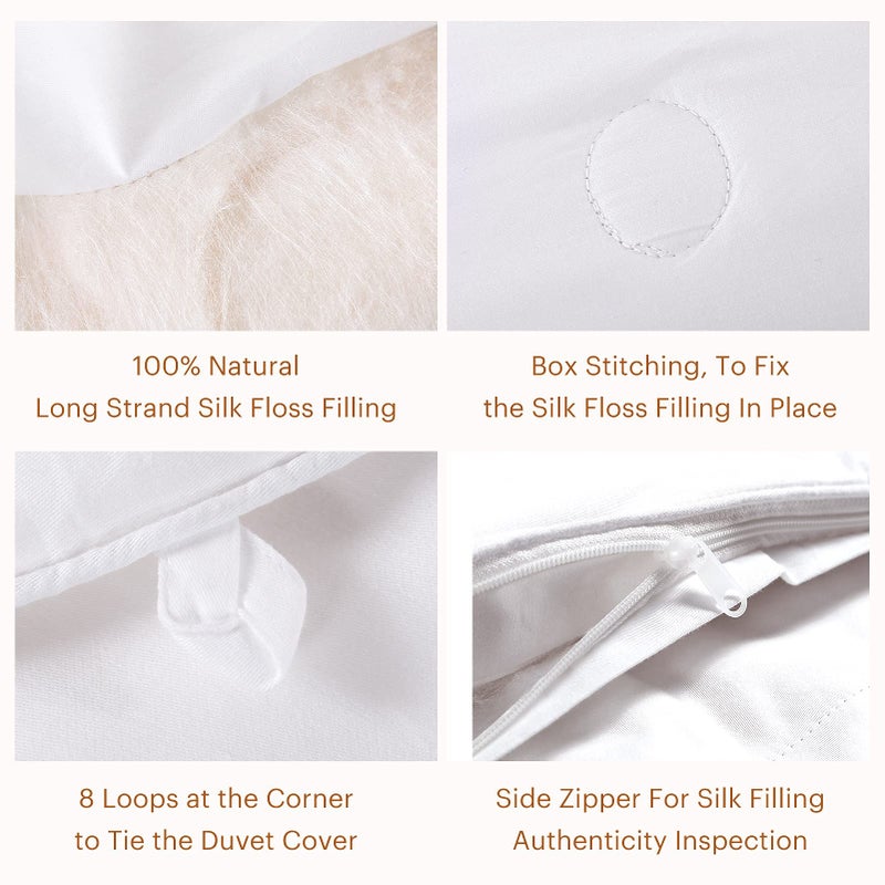 LilySilk All Season Silk Comforter/Duvet/Quilt, 100% Silk Floss Filling with 100% Cotton Cover King(104x92 Inch,Silk Weight:2.0kg) - Image 3