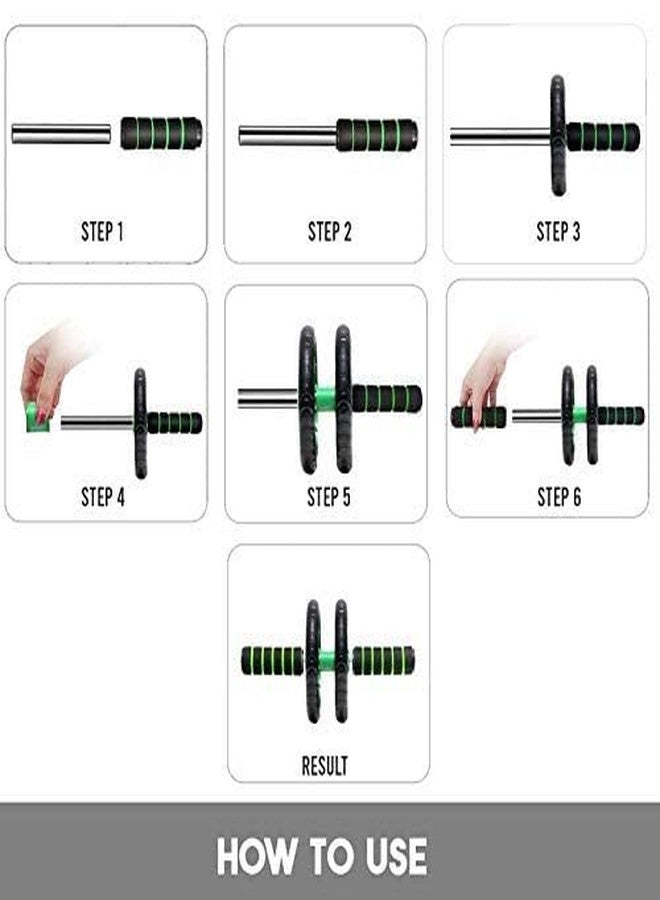 PAXMAX 2 Wheel Anti Skid Total Body AB Roller Exerciser for Abdominal Stomach Exercise Training with Knee Mat Steel Handle for Unisex - Image 4