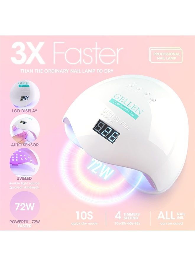 Gellen Gel Nail Polish Kit with U V LED Light 72W Nail Dryer, 12 Gel Nail Colors, No Wipe Top Base Coat, Nail Art Decorations, Manicure Tools, All-In-One Manicure Kit for Mother's Day Gift - Image 5