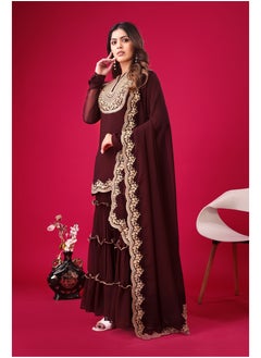 Super Asian Heavy Embroidery Sequence thread work Top-Bottom and Dupatta Set fully stitched ready to wear  - Image 4