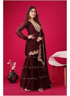 Super Asian Heavy Embroidery Sequence thread work Top-Bottom and Dupatta Set fully stitched ready to wear  - Image 5