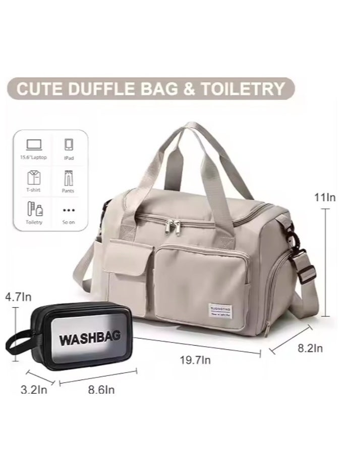 Large sports duffle bag, for gym and travel, with a dedicated shoe pocket, and a separate pocket for wet and dry storage, waterproof, for exercise and yoga, for men and women