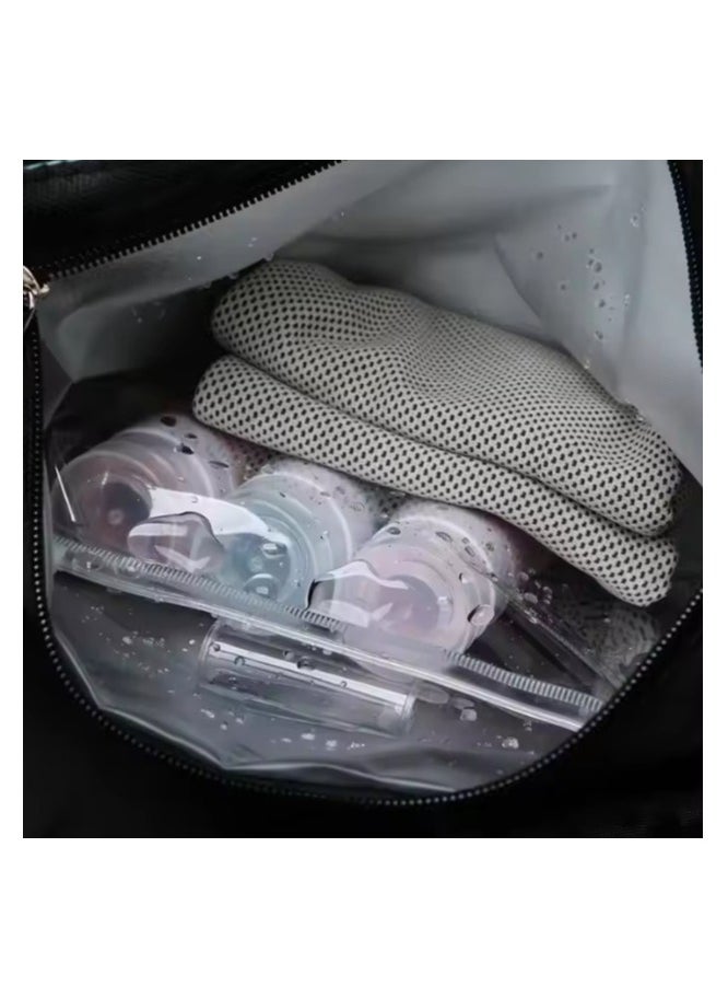 Large sports duffle bag, for gym and travel, with a dedicated shoe pocket, and a separate pocket for wet and dry storage, waterproof, for exercise and yoga, for men and women