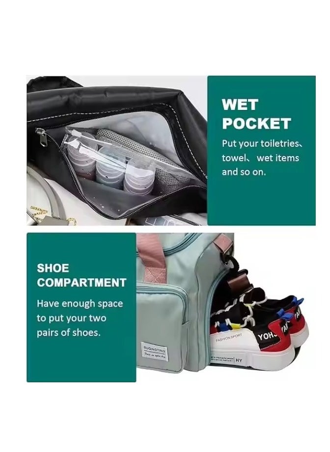 Large sports duffle bag, for gym and travel, with a dedicated shoe pocket, and a separate pocket for wet and dry storage, waterproof, for exercise and yoga, for men and women