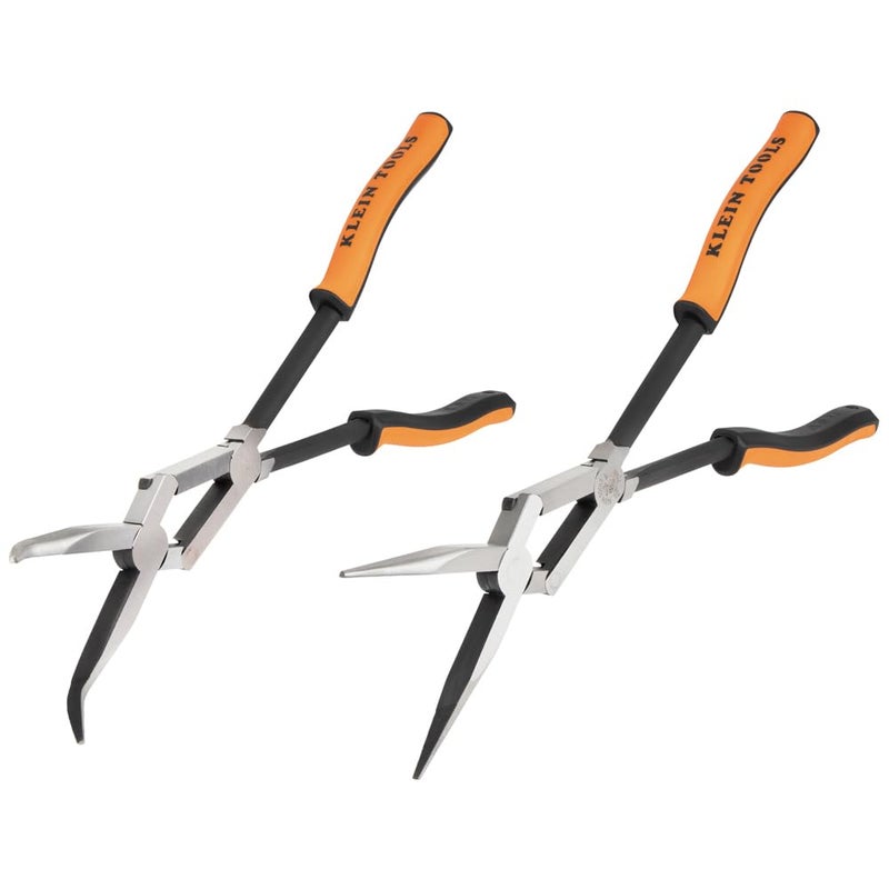 Klein Tools 71402 Needle Nose Pliers and Bent Nose Pliers Set Knurled Jaws Double Rivet Extended Reach for Tight Spaces 13Inch 2Piece - Image 2