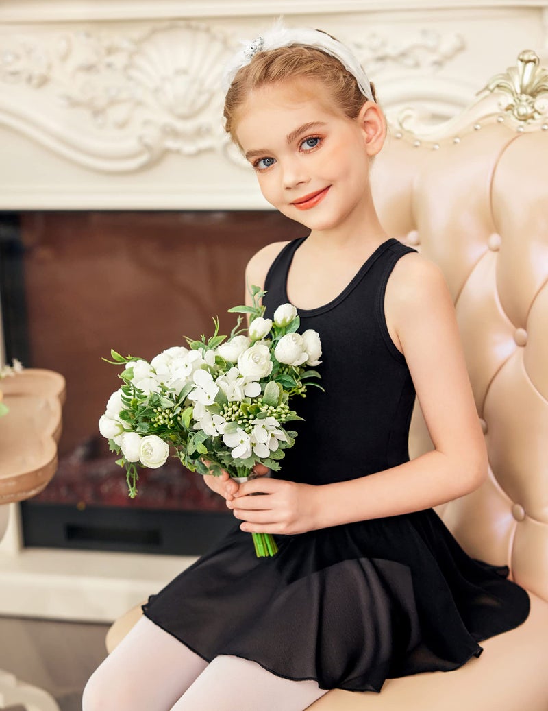 Arshiner Kid Girls Hollow Back Ballet Leotard with Skirt Sleeveless Dance Dresses Black - Image 5