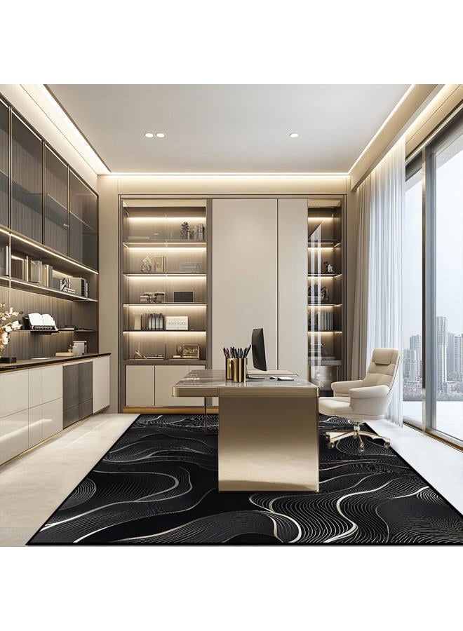 Mecowcm 8x10 Area Rug Black White Modern Rug for Living Room Indoor Machine Washable Abstract Rugs for Bedroom Ultra Soft Dining Room Large Carpet Non-Slip Non-Shedding Throw Rug for Home Office - Image 3