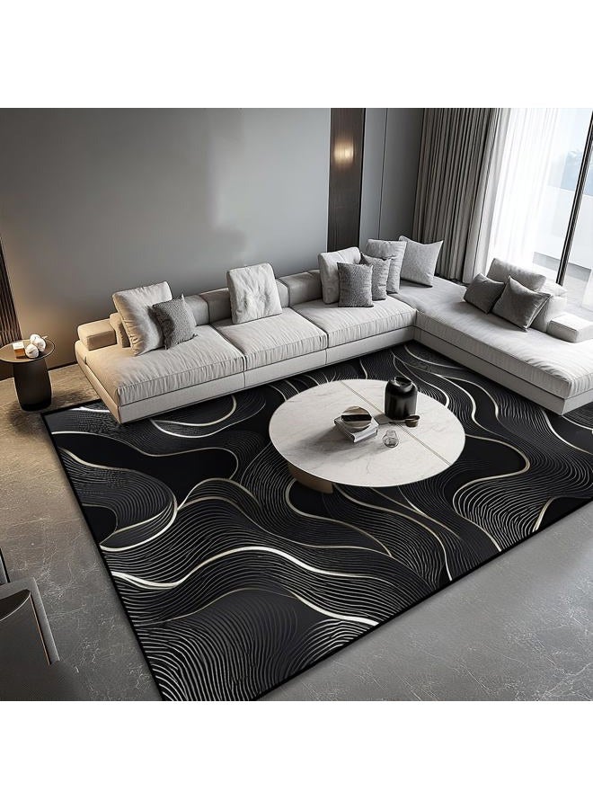 Mecowcm 8x10 Area Rug Black White Modern Rug for Living Room Indoor Machine Washable Abstract Rugs for Bedroom Ultra Soft Dining Room Large Carpet Non-Slip Non-Shedding Throw Rug for Home Office - Image 2