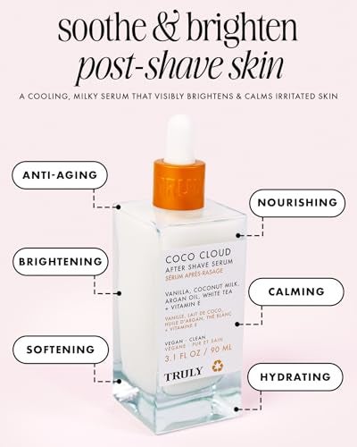 Truly Beauty Coco Cloud After Shave Serum Hydrating PostShave Treatment with Coconut Vanilla Argan Oil Soothes Razor Burn Redness Ingrowns Calming GlowBoosting Serum Jumbo Size - Image 3