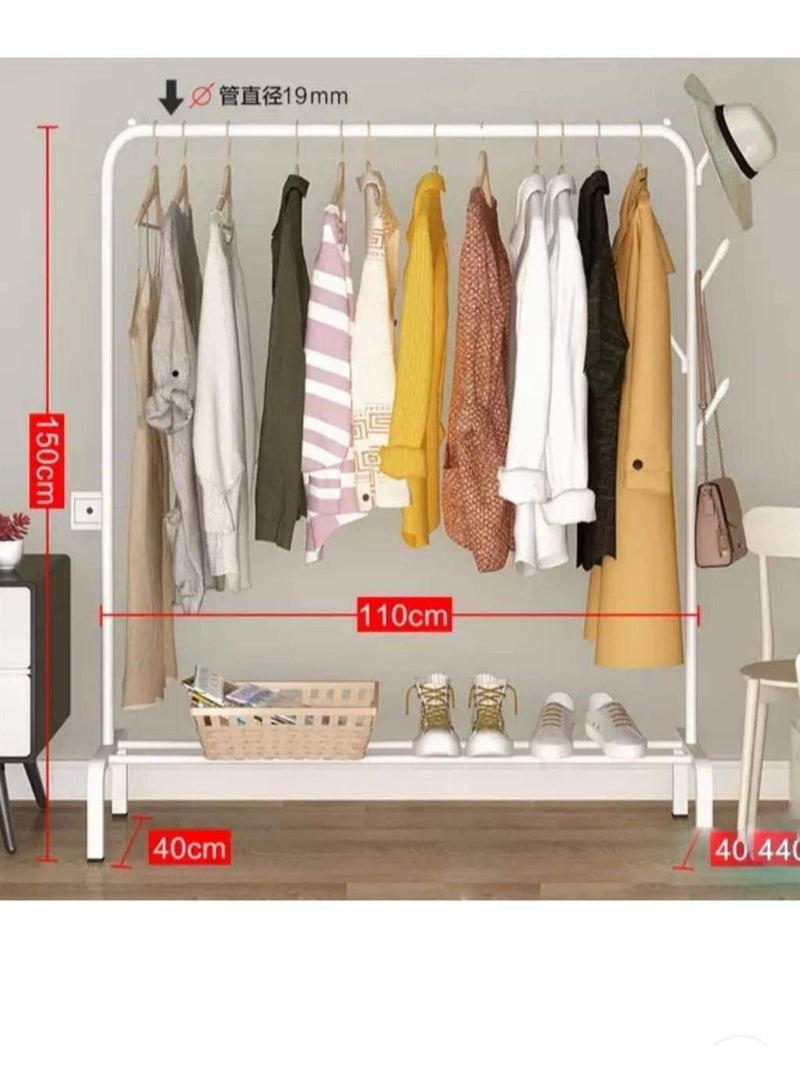 المفرج علاقة ملابس معدن منظم وحامل ملابس أبيض 110x40x150سم - Image 3