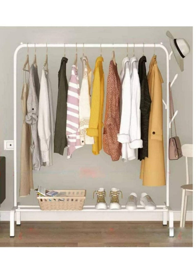 المفرج علاقة ملابس معدن منظم وحامل ملابس أبيض 110x40x150سم - Image 2