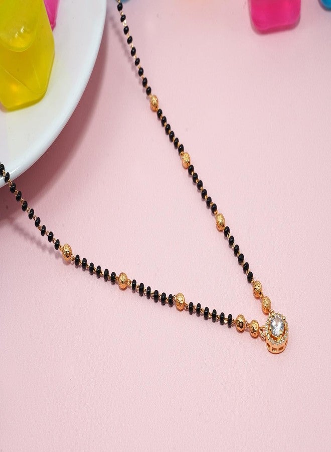 JHB Diamond Mangalsutra With Chain short Length Tanmaniya Traditional Black Bead Mangalsutra for women - Image 3