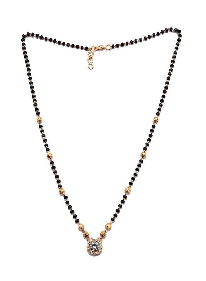 JHB Diamond Mangalsutra With Chain short Length Tanmaniya Traditional Black Bead Mangalsutra for women - Image 1