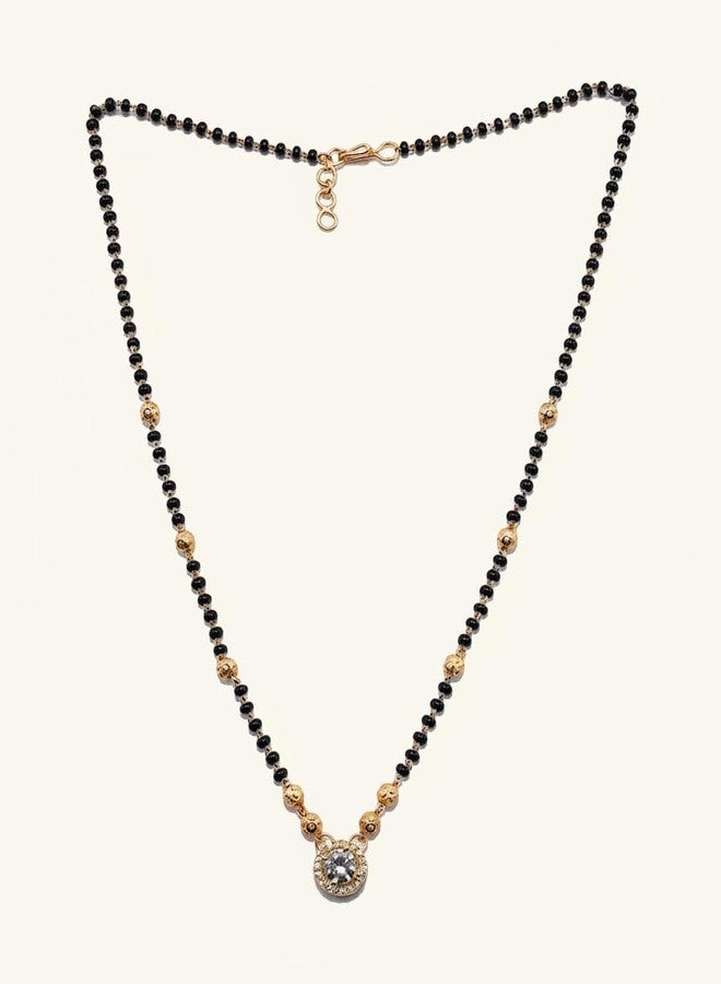 JHB Diamond Mangalsutra With Chain short Length Tanmaniya Traditional Black Bead Mangalsutra for women - Image 5