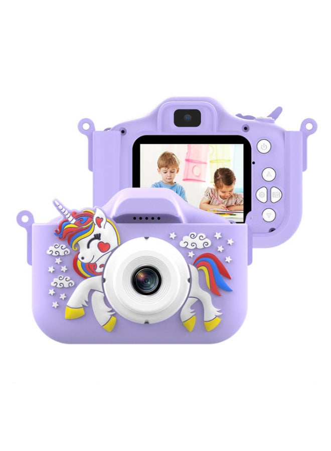 Generic X5 Children Digital Camera 2000W Pixels Children Mini Camera Toy Cartoon IPS Screen Gift-Body Color:X10S (Purple) [HD Dual Camera] No Card