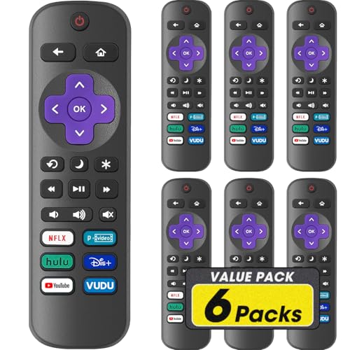 YesBes جهاز تحكم عن بعد بديل 6 عبوات لتلفاز Roku، متوافق مع جميع تلفزيونات Onn Roku/Hisense Roku/Sharp Roku/Philips Roku/TCL Roku الذكية (ليس لجهاز Roku Stick أو Box أو Speaker) - Image 1