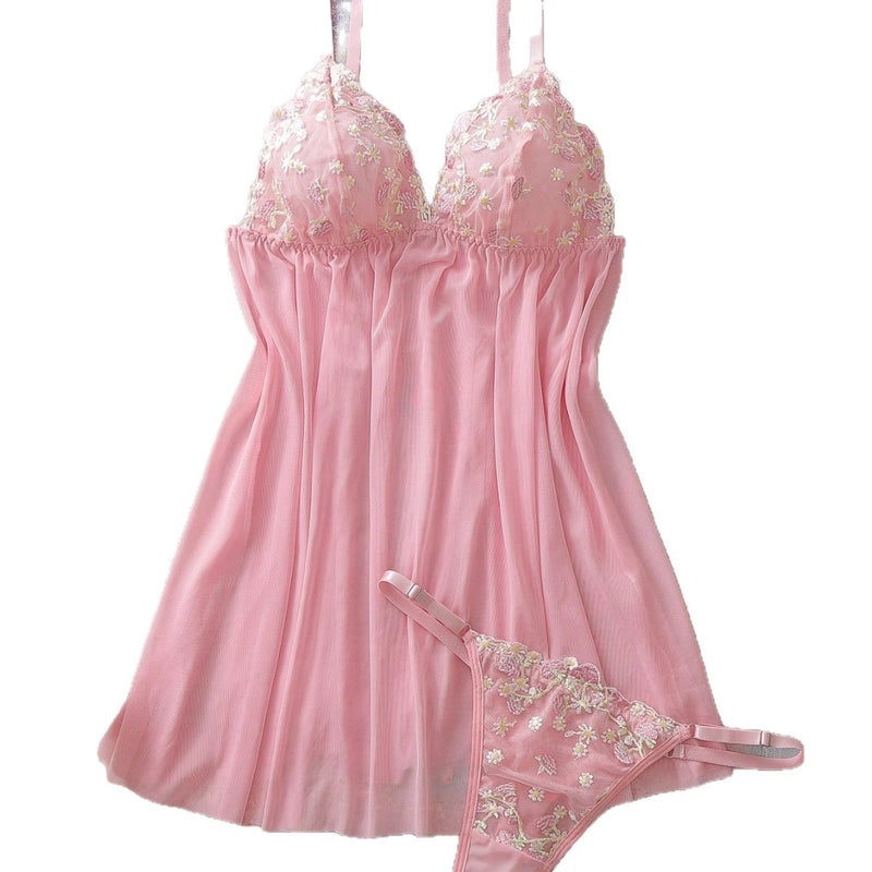 Lingerie Set - Seductive Mesh Camisole & Nightgown Set - Image 5