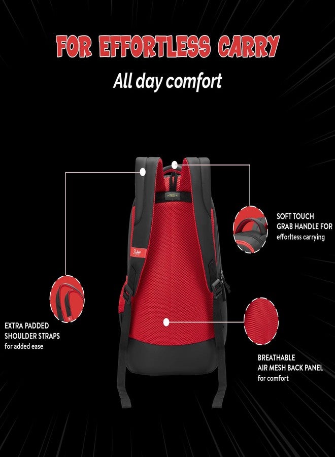 سكاي باجز حقيبة ظهر مدرسية Skybags Kyro RC 03 Rebel باللونين الأحمر والأسود بثلاثة أقسام - Image 4