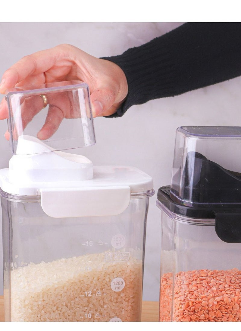Generic - Cereal and Dry Food Storage Containers with Measuring Cup, Airtight Plastic Storage Organizer for Kitchen, Clear Storage Box for Flour, Sugar, Rice | BPA Free Container with Locking Lids H - Image 1