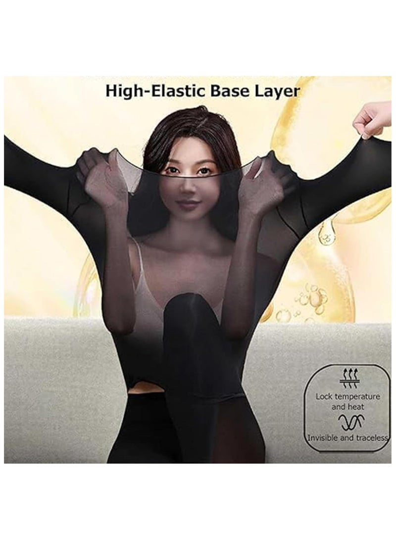 TOMSHOO Women Thick Thermal Underwear Set,Ladies Self-heating Long Johns Thermal Set,Premium Soft Hyaluronic Acid Water-locking Base Layer Tops & Bottoms for Hiking (Black) - Image 4