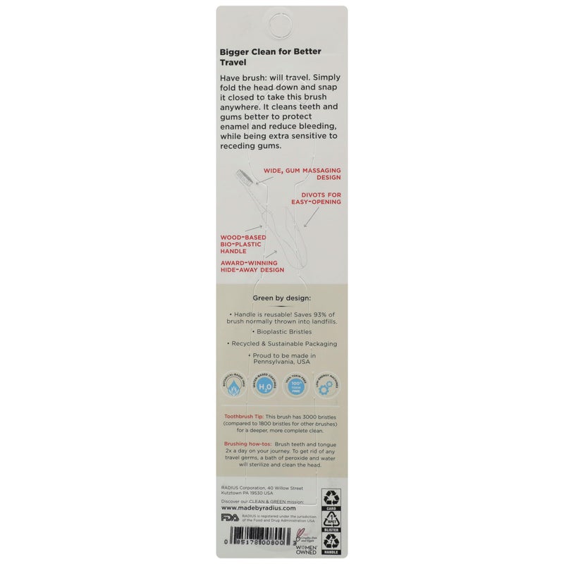 Radius Tour Travel Toothbrush, Assorted color - 1 count - Image 2