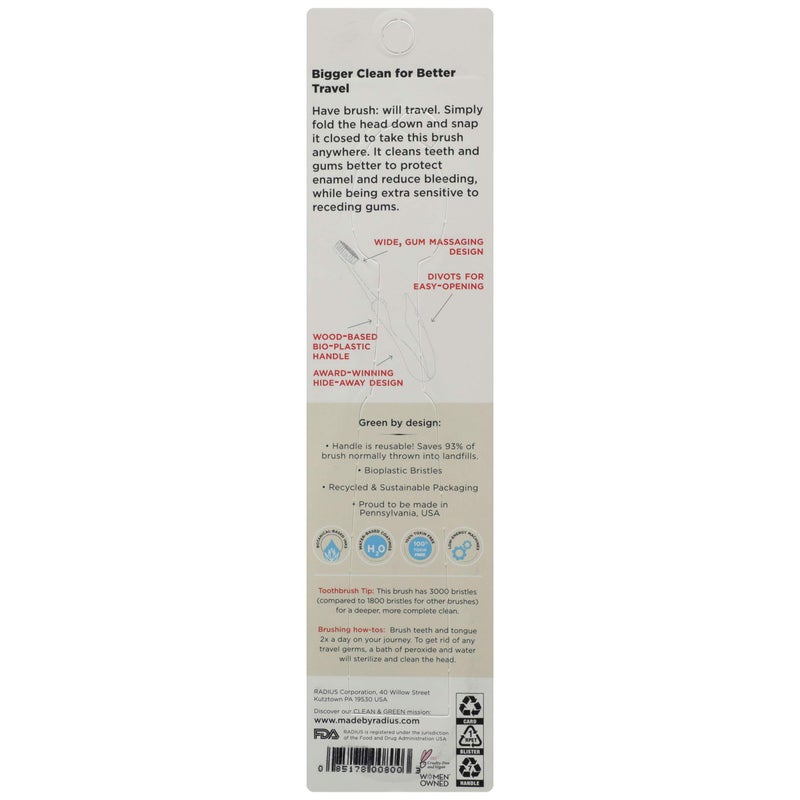 Radius Tour Travel Toothbrush, Assorted color - 1 count - Image 4