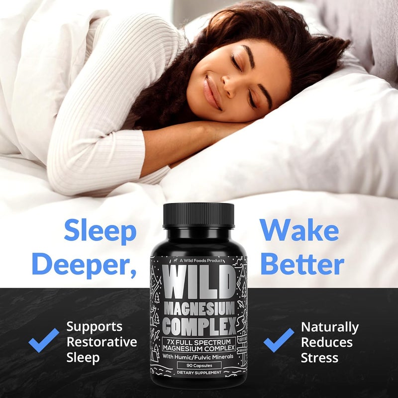Wild Foods Magnesium Complex Supplement with 7X Forms 90 Capsules  High Absorption Full Spectrum Easy Digestion  500mg Glycinate Bisglycinate Malate Orotate Citrate Taurate - Image 4