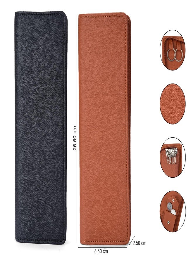 Essart Premium PU Leather Key Pouch Compact Key Holder with 6 Hooks & Zipper Closure Locker Key Holder with Metal Hooks & Smooth Zip - Image 2