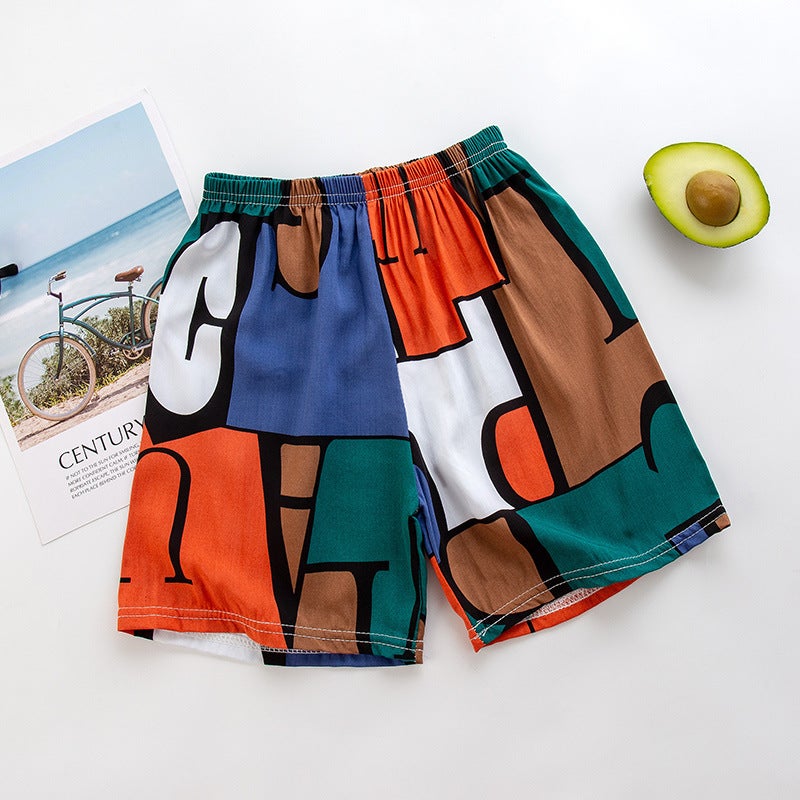 New Family Beach Pants Children'S Shorts Five-Point Loose Summer Thin Large Pants Women'S Men'S Baby'S Cotton Silk - Image 1