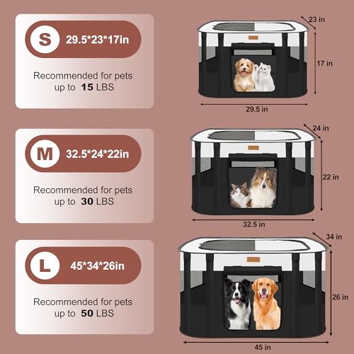 Akinerri Dog Playpen - Foldable Cat Play Pens for Pubby,Kitten, Rabbit,Portable Pet Tent with Carring Bag for Indoor/Outdoor Travel Camping (Black-Small) - Image 5