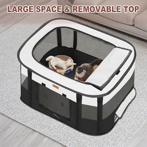 Akinerri Dog Playpen - Foldable Cat Play Pens for Pubby,Kitten, Rabbit,Portable Pet Tent with Carring Bag for Indoor/Outdoor Travel Camping (Black-Small) - Image 3
