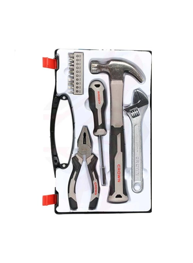 كراون مجموعة أدوات يدوية CROWN CPHTS-IXA14 مكونة من 14 قطعة - مجموعة أدوات شاملة مع صندوق بلاستيكي وأدوات أساسية للمنزل وورشة العمل - Image 3