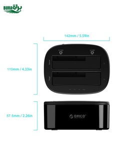 BURAQ ORICO 6228US3-C 1 to 1 Clone 2 Bay USB 3.0 Type-B to SATA External Storage Hard Drive Dock for 2.5 inch / 3.5 inch SATA HDD / SSD (AU Plug)  - Image 3