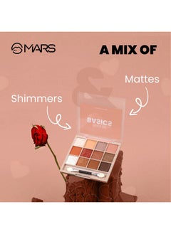 Mars 12 Shades Back To Basics Eyeshadow Palette With Free Applicator | Matte | Shimmer | Beginner Friendly & Long Lasting Eye Shadow Palette (14.4 Gm) (Shade-01)  - Image 3