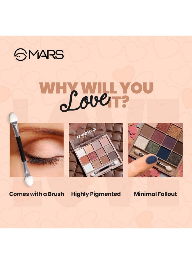 مارس لوحة ظلال العيون Back To Basics 12 Shades مع أداة تطبيق مجانية | غير لامعة | لامعة | لوحة ظلال عيون مناسبة للمبتدئين وتدوم طويلاً (14.4 جم) (اللون-01)  - Image 2