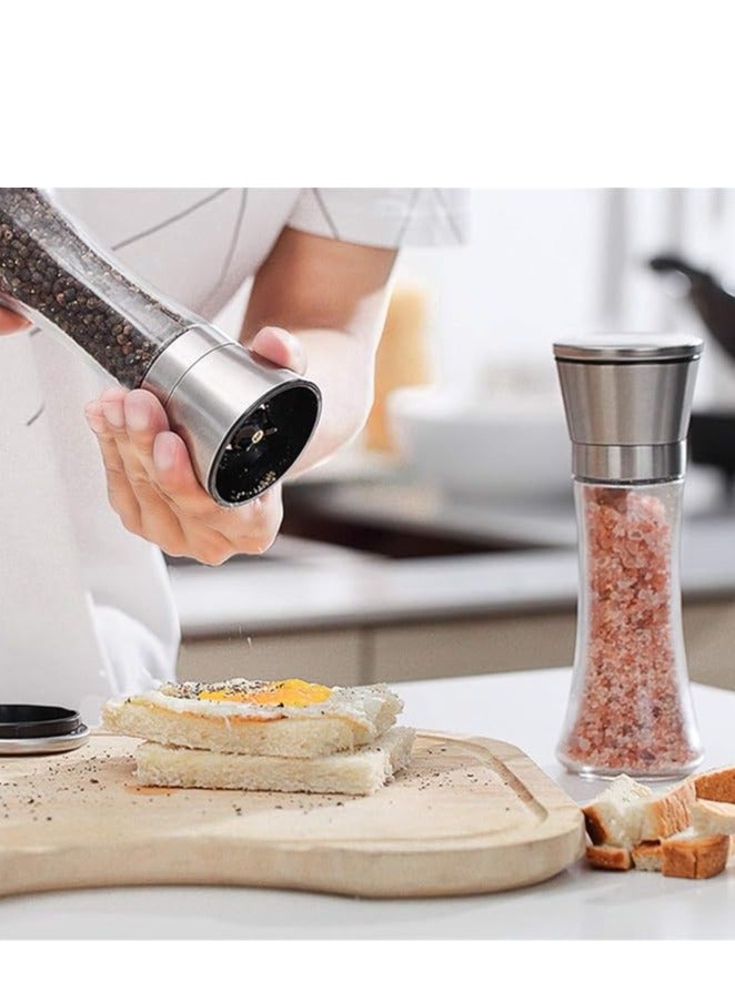 Pack Of 2 Salt And Pepper Grinder Set Clear/Silver - Image 2