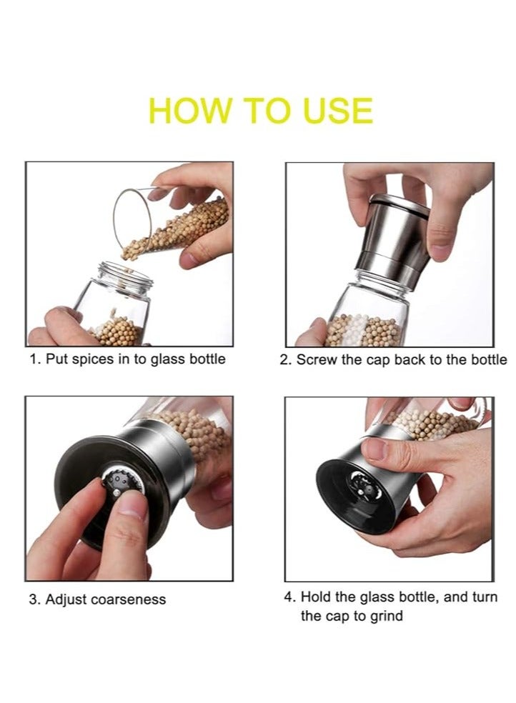 Pack Of 2 Salt And Pepper Grinder Set Clear/Silver - Image 4