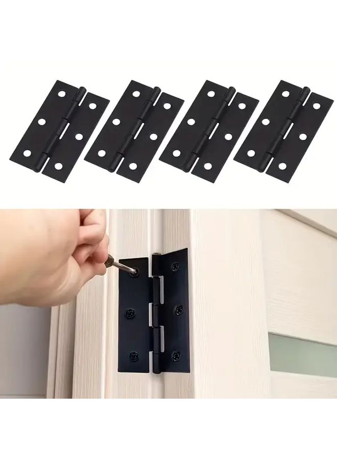 4 Pcs Stainless Steel Door Hinges 55X34 Mm Smooth Corner Modern Style Noiseless Sturdy Thick For Indoor Outdoor Doors Black - Image 1