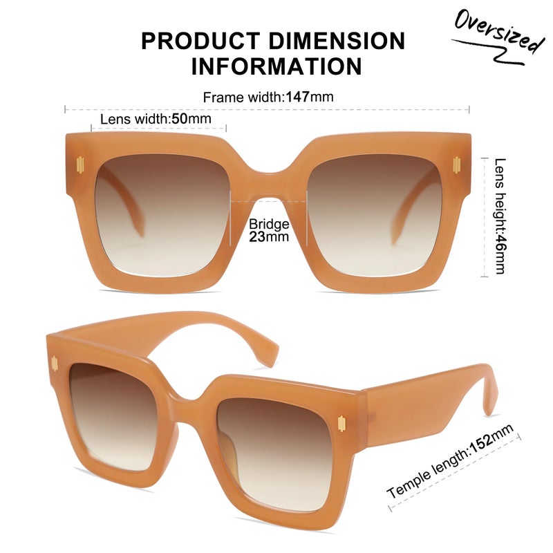 SOJOS Vintage Oversized Square Sunglasses for Women,Retro Womens Luxury Big Large Sun Glasses UV400 SJ2194 Yellow - Image 4