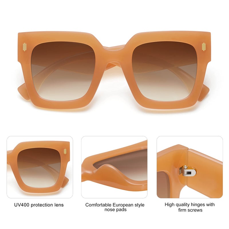 SOJOS Vintage Oversized Square Sunglasses for Women,Retro Womens Luxury Big Large Sun Glasses UV400 SJ2194 Yellow - Image 5