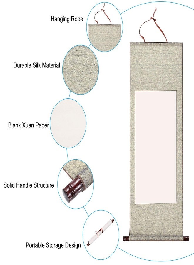 PATIKIL 47x16 Inch Xuan Paper Scroll, Silk Half Raw Ripe Blank Hanging Xuan Paper Chinese Calligraphy Practice Roll for Art Painting Home Decor, Dark Grey - Image 3