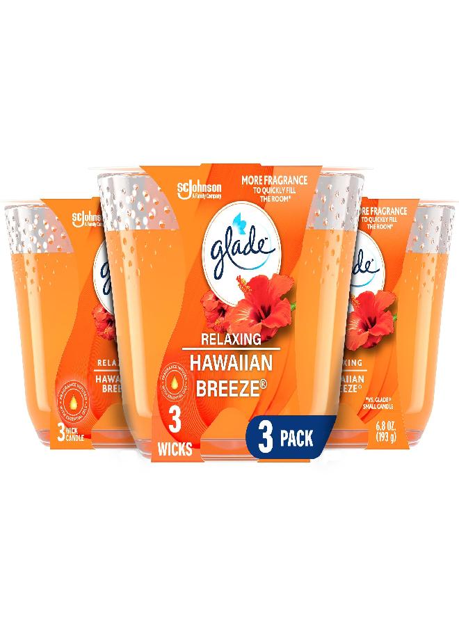 Glade Candle Hawaiian Breeze, Fragrance Candle Infused with Essential Oils, Air Freshener Candle, 3-Wick Candle, 6.8 Oz, 3 Count - Image 4
