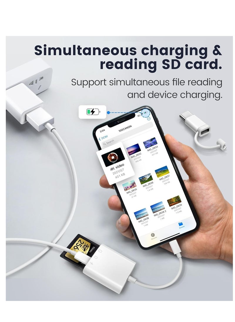 Generic - SD Card Reader for iPhone iPad,Oyuiasle Trail Game Camera SD Card Reader Viewer,Memory Card Reader Adapter with SD & MicroSD Card Slots,Plug and Play - Image 1