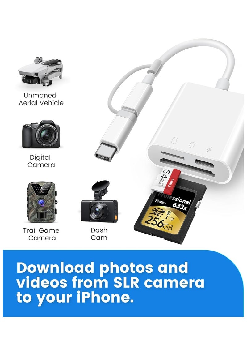 Generic - SD Card Reader for iPhone iPad,Oyuiasle Trail Game Camera SD Card Reader Viewer,Memory Card Reader Adapter with SD & MicroSD Card Slots,Plug and Play - Image 1