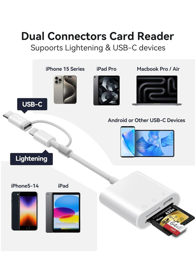 Generic - SD Card Reader for iPhone iPad,Oyuiasle Trail Game Camera SD Card Reader Viewer,Memory Card Reader Adapter with SD & MicroSD Card Slots,Plug and Play - Image 1