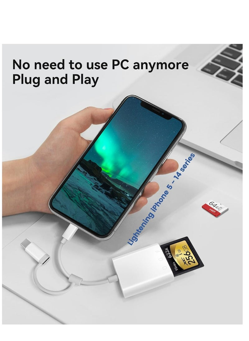 Generic - SD Card Reader for iPhone iPad,Oyuiasle Trail Game Camera SD Card Reader Viewer,Memory Card Reader Adapter with SD & MicroSD Card Slots,Plug and Play - Image 1